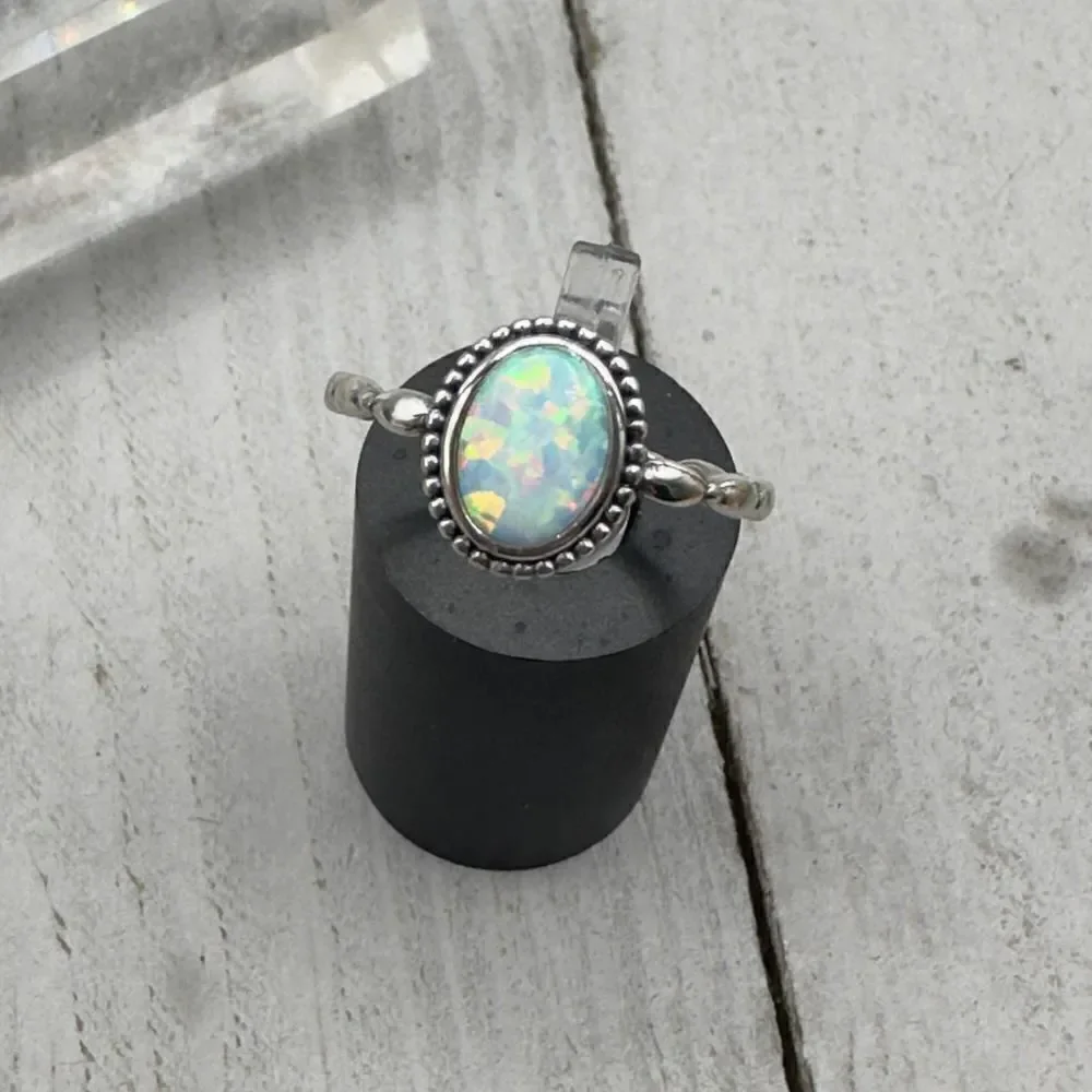 Lab Opal Sterling Silver Ring